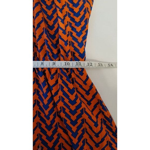 My Story Blue & Orange Shoulder Cut out Chevron Dress in Small - Picture 4 of 10